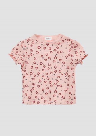 s.Oliver Elastisches T-Shirt aus Rippware mit Puffärmeln - zartrosa
