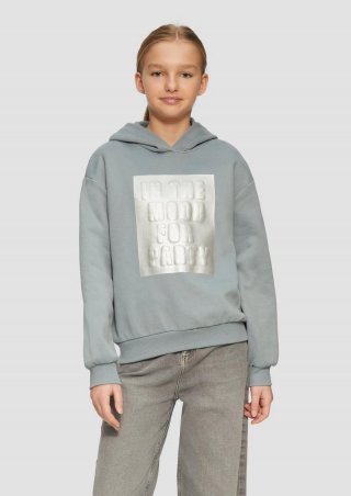 s.Oliver Wärmender Hoodie mit Metallic-Print - blassblau