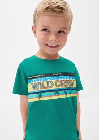 s.Oliver Jerseyshirt mit Statement-Print - smaragd