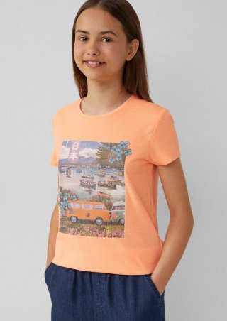 s.Oliver T-Shirt aus Baumwolle mit Fotoprint - orange