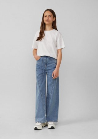 s.Oliver Jeans / Regular Fit / High Rise / Wide Leg / Waschung / Textilgürtel - blau