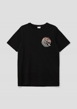 s.Oliver T-Shirt mit Brustprint - schwarz