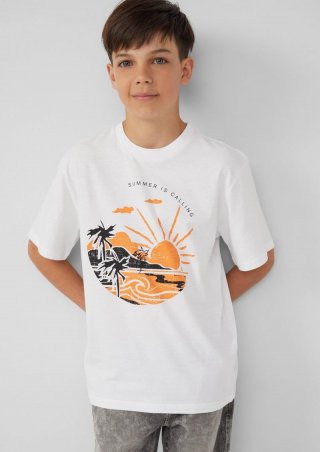 s.Oliver Jersey-T-Shirt mit Frontprint - weiß
