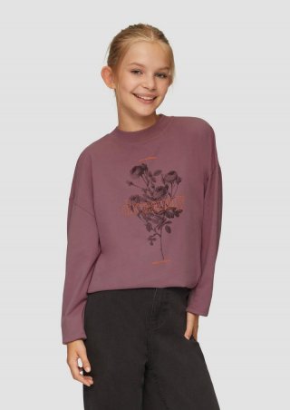 s.Oliver Langarmshirt mit gummiertem Neon-Print - lavendel