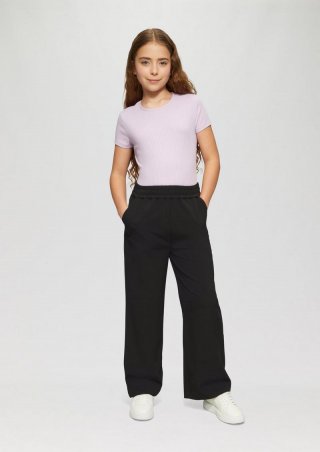 s.Oliver Wide-Leg-Hose aus Twill mit Elastikbund und Eingrifftaschen - schwarz