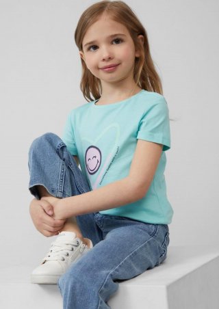 s.Oliver T-Shirt im Loose Fit mit Smiley®-Print - helles türkis