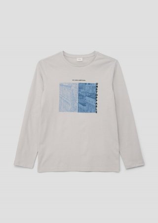 s.Oliver Longsleeve mit Frontprint im Loose Fit - hellgrau