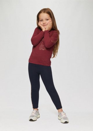s.Oliver Leggings aus Thermofleece mit Glitzer-Print - navy