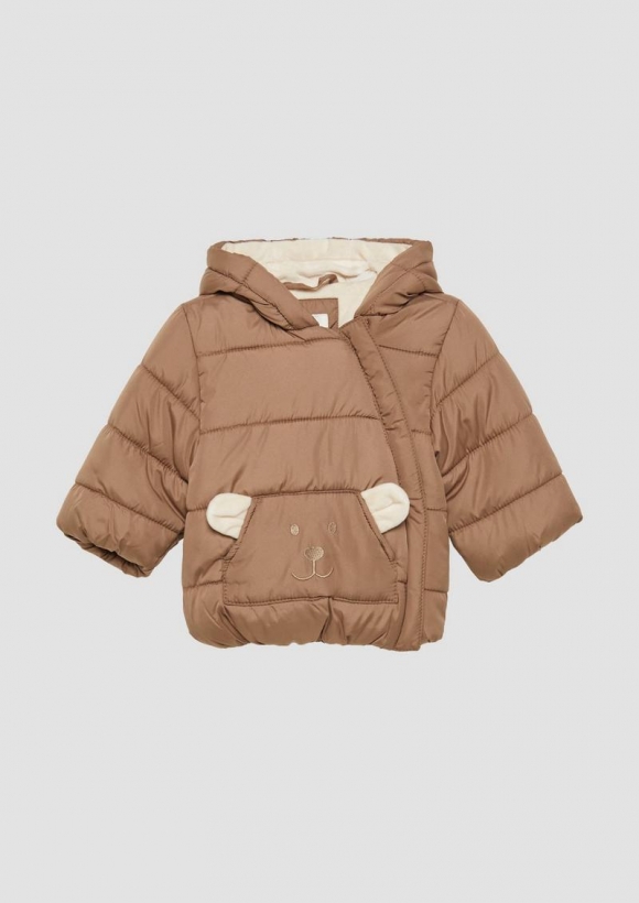 s.Oliver Wattierte Jacke mit Fleece-Futter und Bären-Motiv - cognac