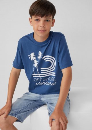 s.Oliver Jersey-T-Shirt mit gummiertem Frontprint - dunkelblau