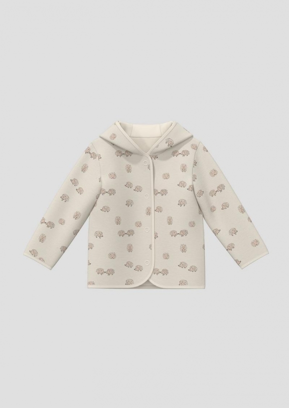 s.Oliver Unisex Wendejacke aus strukturiertem Jersey mit Kapuze - helles beige