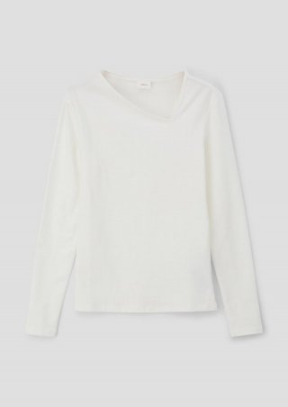 s.Oliver Longsleeve mit asymmetrischem Ausschnitt - ecru
