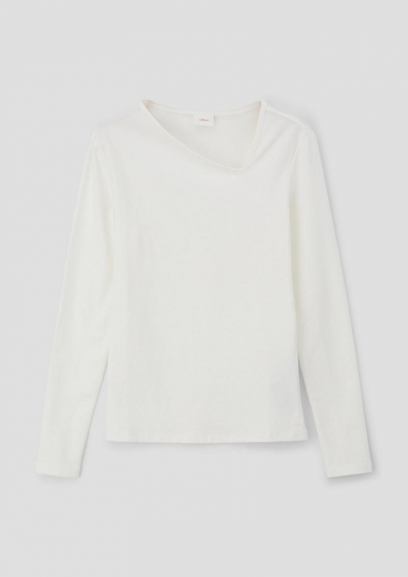 s.Oliver Longsleeve mit asymmetrischem Ausschnitt - ecru