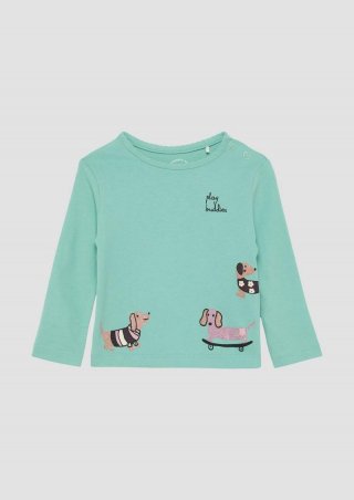 s.Oliver Langarmshirt mit Glitzerprint - helles türkis