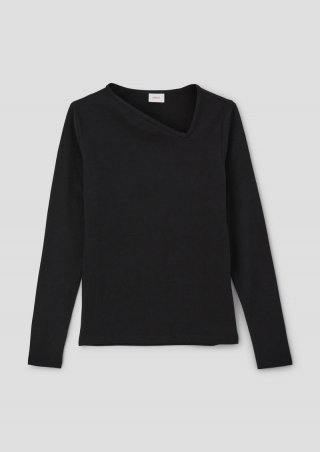 s.Oliver Longsleeve mit asymmetrischem Ausschnitt - schwarz