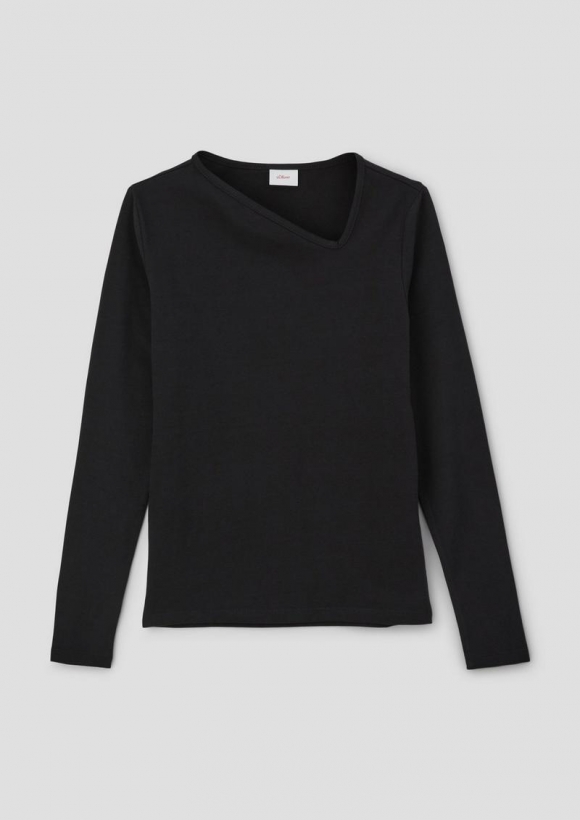 s.Oliver Longsleeve mit asymmetrischem Ausschnitt - schwarz