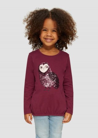 s.Oliver O-Shape-Langarmshirt mit Glitzer und Pailletten - bordeaux