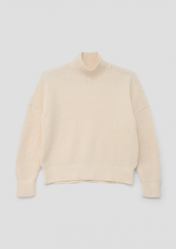 s.Oliver Strickpullover aus Chenille-Garn - helles sand