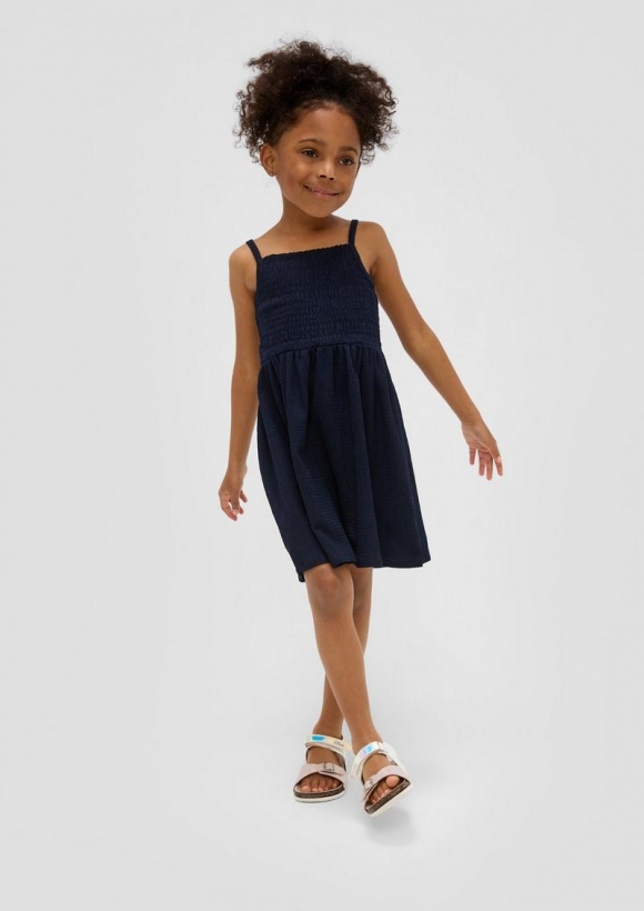 s.Oliver Crêpekleid mit Smok-Detail - navy