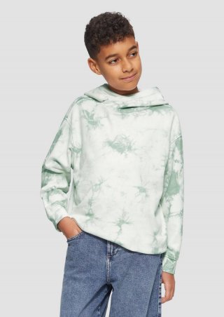 s.Oliver Oversized-Sweatshirt mit Kapuze in Batik-Optik - salbeigrün