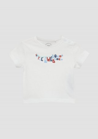 s.Oliver Weiches Jersey-T-Shirt mit gummiertem Frontprint - weiß