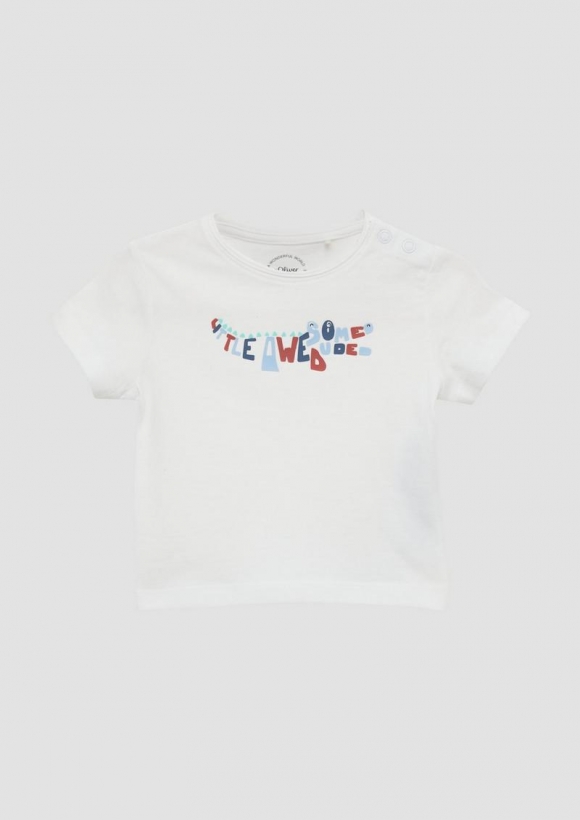 s.Oliver Weiches Jersey-T-Shirt mit gummiertem Frontprint - weiß