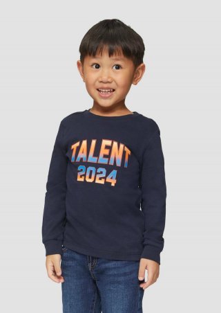 s.Oliver Langarmshirt mit Schrift-Print - navy