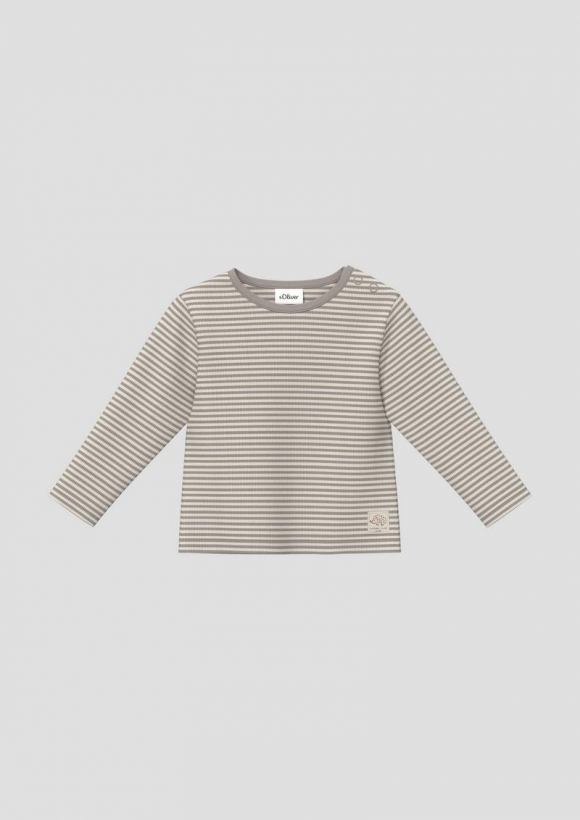 s.Oliver Unisex Langarmshirt aus Baumwoll-Rippware - taubengrau