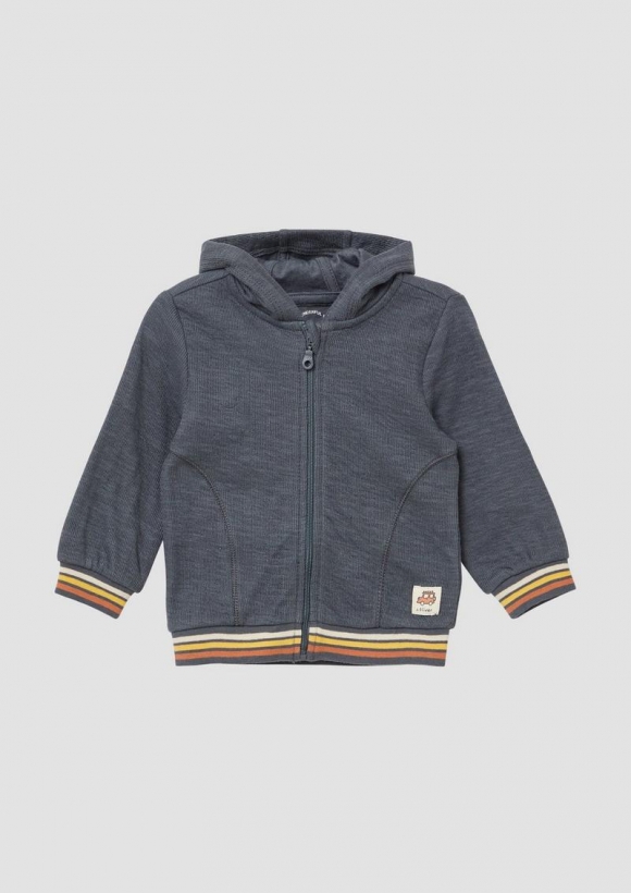 s.Oliver Strukturierte Sweatjacke mit Öhrchen an der Kapuze - schiefergrau