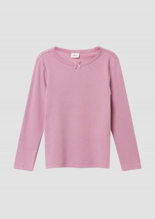 s.Oliver Slim-Fit-Longsleeve aus Rippware mit Schleifendetail - pink