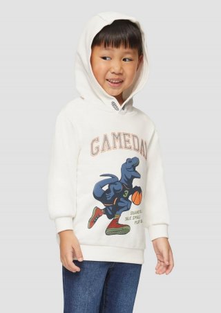 s.Oliver Kapuzen-Sweatshirt mit gummiertem Print - ecru
