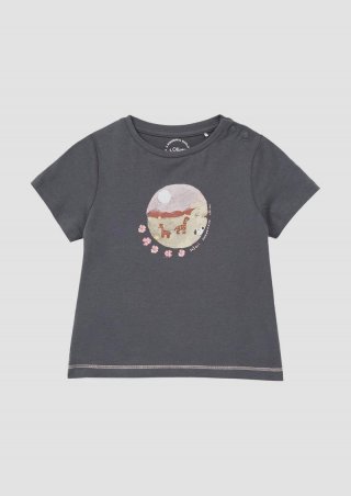 s.Oliver T-Shirt im A-Shape mit Glitzerprint - schiefergrau