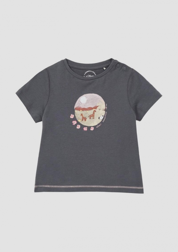 s.Oliver T-Shirt im A-Shape mit Glitzerprint - schiefergrau