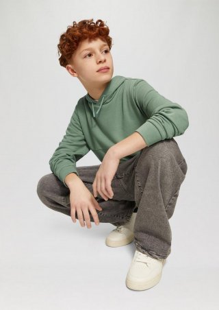 s.Oliver Kapuzen-Sweatshirt aus Baumwollmix mit Print-Details - salbeigrün
