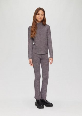 s.Oliver Strickhose mit Flared Leg und Metallic-Effekt - flieder