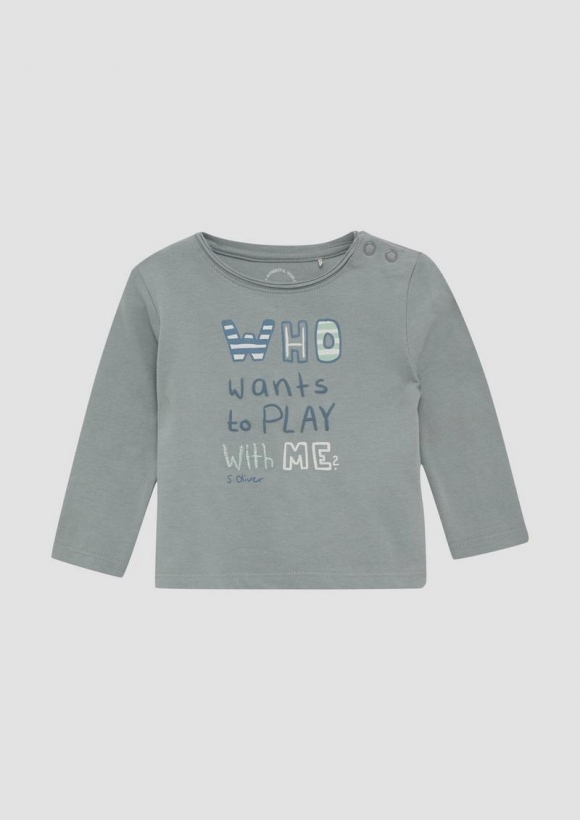 s.Oliver Jersey-Longsleeve mit Frontprint - taubengrau