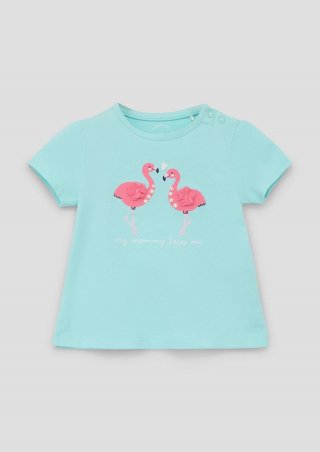 s.Oliver T-Shirt mit Flamingo-Artwork - helles türkis