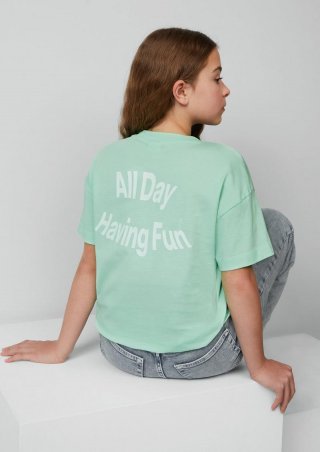 s.Oliver Boxy-T-Shirt mit Rückenprint - ozeangrün
