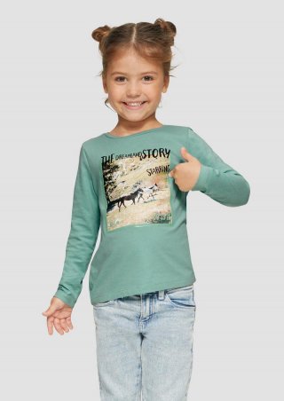 s.Oliver Langarmshirt mit Fotoprint - helles türkis