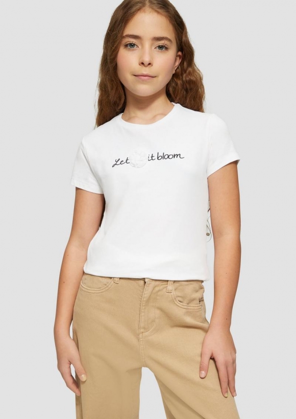 s.Oliver Jerseyshirt mit Schriftprint und Applikation - weiß s.Oliver Jerseyshirt mit Schriftprint und Applikation - weiß