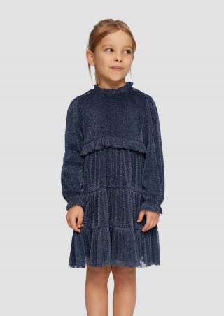 s.Oliver Gefüttertes Mesh-Kleid mit Glitzergarn - navy