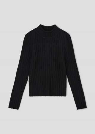 s.Oliver Pullover mit Rippstruktur - schwarz