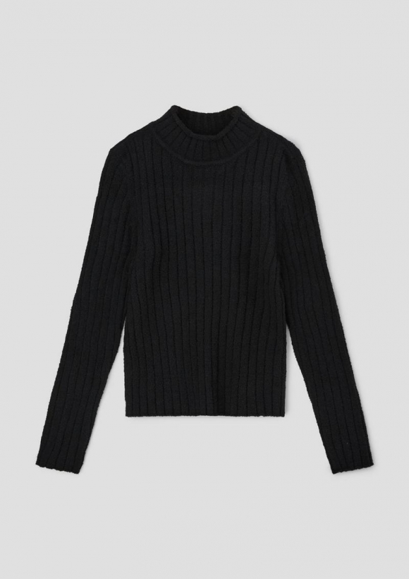 s.Oliver Pullover mit Rippstruktur - schwarz