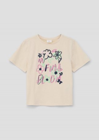 s.Oliver T-Shirt mit Artwork - helles sand