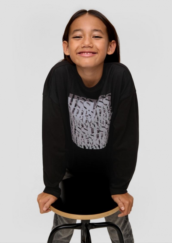 s.Oliver Longsleeve mit Front-Layering - schwarz