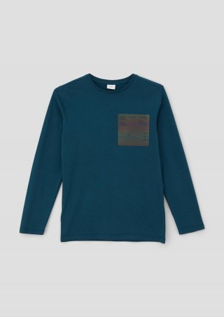 s.Oliver Longsleeve mit Effektprint - dunkles türkis