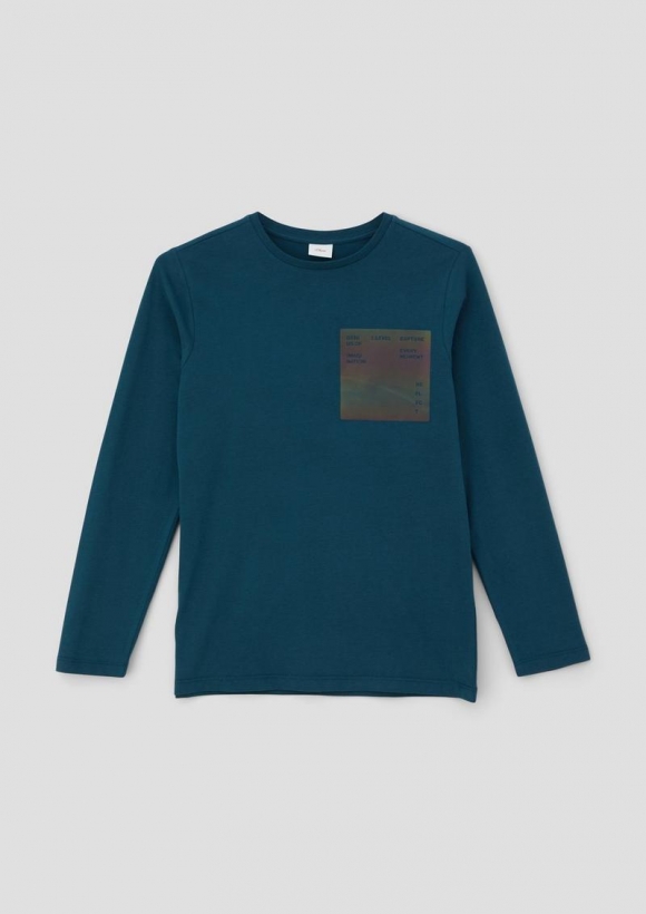 s.Oliver Longsleeve mit Effektprint - dunkles türkis