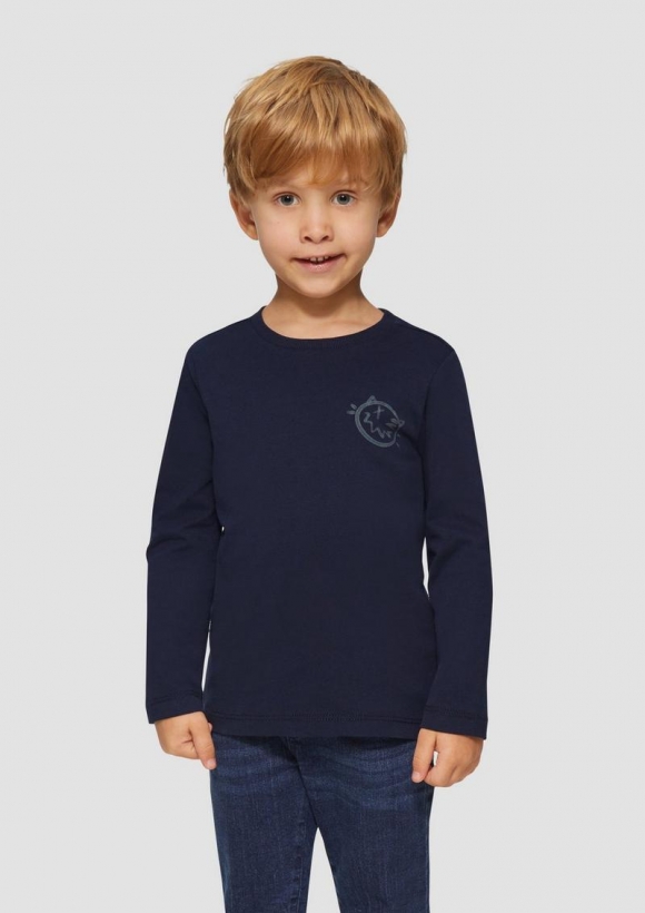 s.Oliver Langarmshirt mit großem Rückenprint - navy