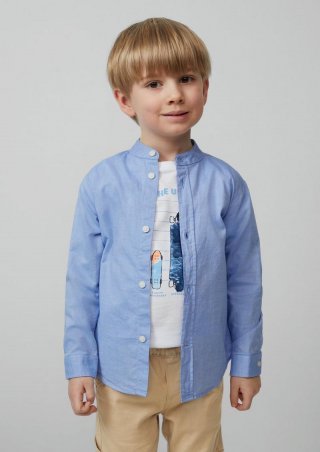 s.Oliver Slim Fit: Baumwoll-Hemd mit Stehkragen - hellblau