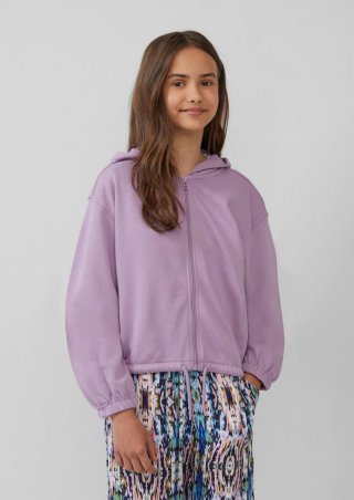 s.Oliver Verkürzte Sweatjacke mit Kapuze und überschnittenen Schultern - lavendel